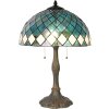 LumiLamp 5LL-6347 Lámpara de mesa Tiffany azul Ø 40x61 cm E27-máx 2x60W