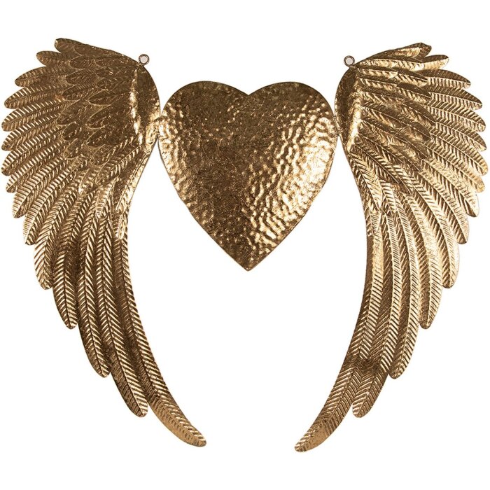 Clayre & Eef 5Y1176 Decoración Alas con Corazón color Oro 74x1x63 cm Decoración mural
