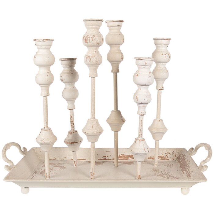 Clayre & Eef 65214 Candelero Blanco 55x26x43 cm