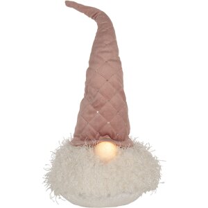 Clayre & Eef 65243 Gnomo decorativo con LED Rosa 20x20x44 cm- 2xCR2032