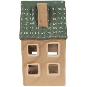 Clayre & Eef 6CE1600 Portavelas Christmas Cottage Marrón, Verde 8x8x15 cm