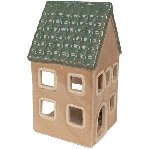 Clayre & Eef 6CE1600 Portavelas Christmas Cottage Marrón, Verde 8x8x15 cm