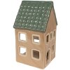 Clayre & Eef 6CE1600 Portavelas Christmas Cottage Marrón, Verde 8x8x15 cm