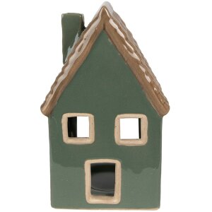 Clayre & Eef 6CE1601 Portavelas Navidad Cottage Verde Marrón 9x8x15 cm