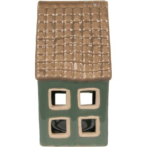 Clayre & Eef 6CE1601 Portavelas Navidad Cottage Verde Marrón 9x8x15 cm