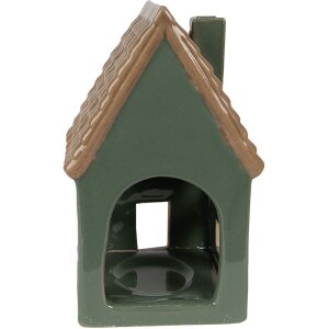 Clayre & Eef 6CE1601 Portavelas Navidad Cottage Verde Marrón 9x8x15 cm