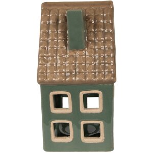 Clayre & Eef 6CE1601 Portavelas Navidad Cottage Verde Marrón 9x8x15 cm