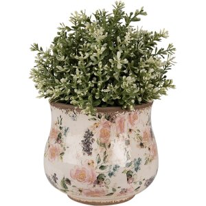 Clayre & Eef 6CE1612S Maceta para Interior Beige Rosa Ø 16x14 cm