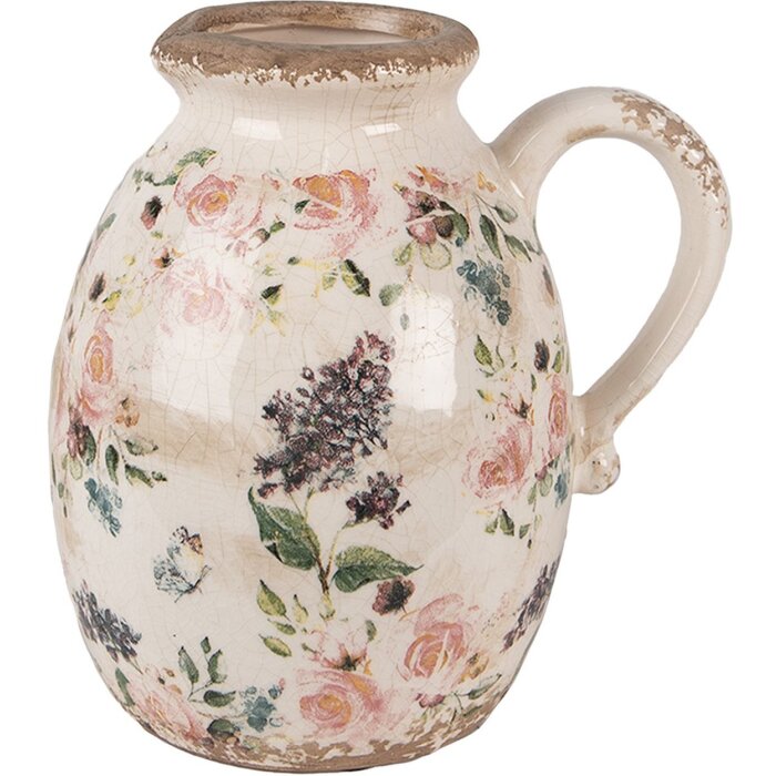 Clayre & Eef 6CE1613M Jarra decorativa Beige Rosa 17x13x18 cm