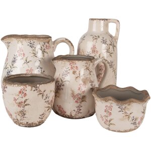 Clayre & Eef 6CE1615L Maceta de interior Beige Rosa Ø 18x17 cm