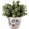 Clayre & Eef 6CE1619S Maceta para Interior Beige Azul Ø 13x12 cm