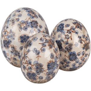 Clayre & Eef 6CE1620S Huevo Decorativo Beige Azul...