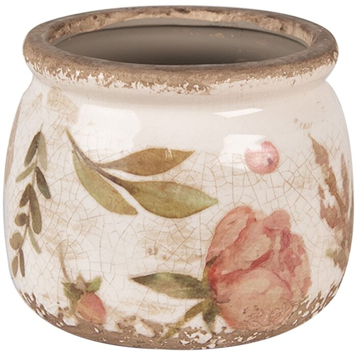 Clayre & Eef 6CE1625S Maceta Interior Beige Rosa Ø 12x10 cm