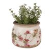 Clayre & Eef 6CE1628S Maceta Cerámica Beige Rosa Ø 12x10 cm Casa de Campo