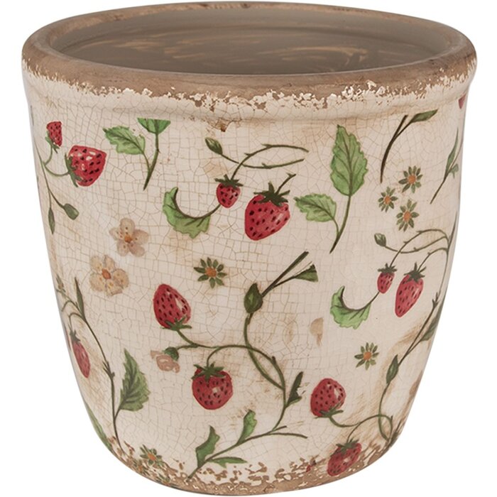 Clayre & Eef 6CE1631L Macetero Beige Rojo Ø 16x16 cm Estilo campestre
