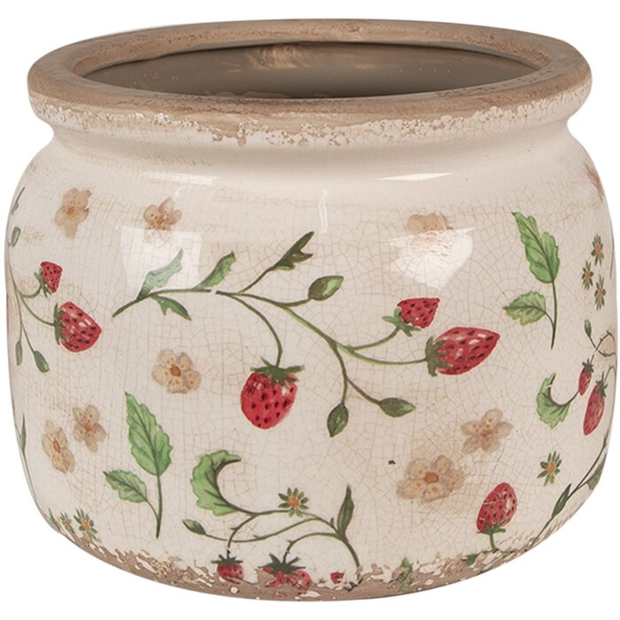 Clayre & Eef 6CE1632L Macetero para Interior Beige, Rojo Ø 20x15 cm