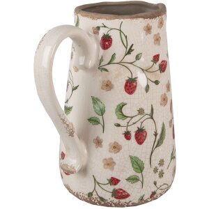 Clayre & Eef 6CE1633L Jarra Decorativa Cerámica Rojo Beige 21x15x23 cm Estilo Campestre