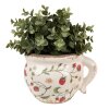 Clayre & Eef 6CE1635 Maceta Cerámica Beige Rojo 17x14x12 cm Estilo Campestre