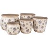 Clayre & Eef 6CE1639M Maceta Beige Azul Ø 16x13 cm Cerámica Estilo Campestre