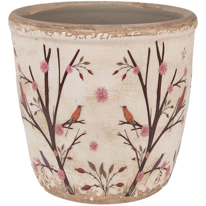 Clayre & Eef 6CE1641M Maceta para Interior Beige Marrón Ø 14x13 cm