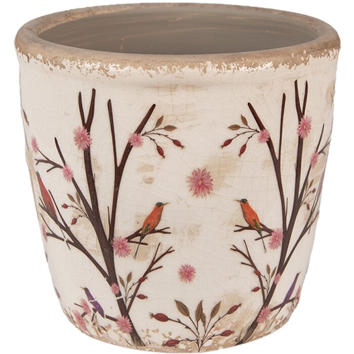 Clayre & Eef 6CE1641S Maceta para Interior Beige Marrón Ø 13x12 cm