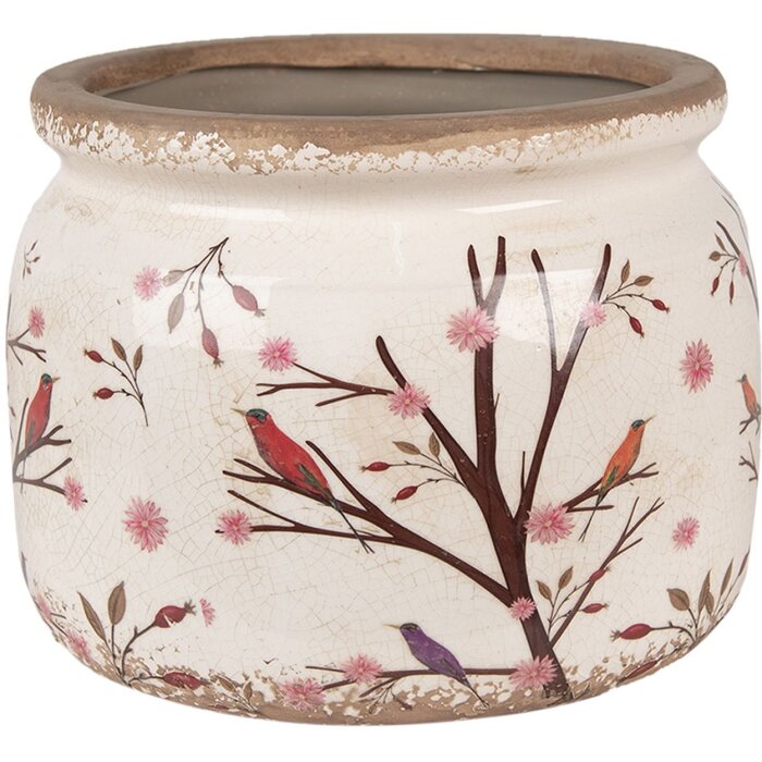 Clayre & Eef 6CE1642L Maceta para Interior Beige Marrón Ø 20x15 cm