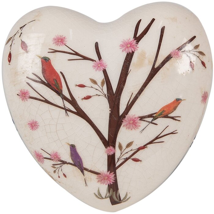 Clayre & Eef 6CE1648 Corazón Decorativo Beige Marrón 12x12x4 cm