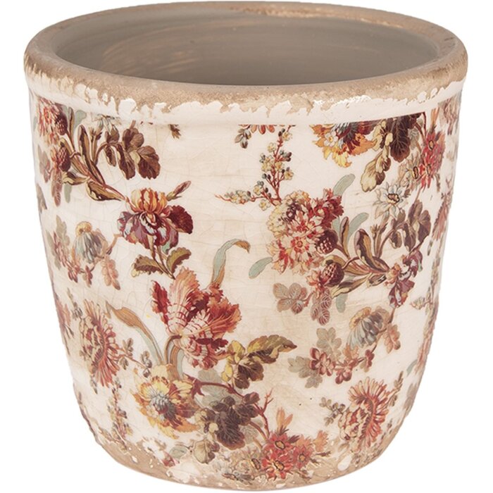 Clayre & Eef 6CE1649S Maceta para Interior Beige Rosa Ø 13x13 cm