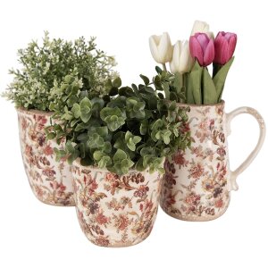 Clayre & Eef 6CE1651M Jarra decorativa Beige Rosa 16x12x18 cm