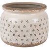 Clayre & Eef 6CE1653L Macetero Beige Negro Ø20x15 cm Cerámica Diseño Corazón