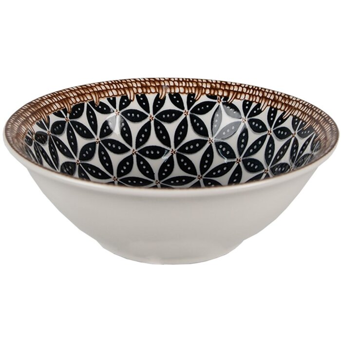 Clayre & Eef 6CEBO0061 Tazón Sopa Blanco Negro Ø 15x5 cm - 300 ml