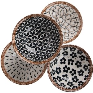 Clayre & Eef 6CEBO0061 Tazón Sopa Blanco Negro Ø 15x5 cm - 300 ml