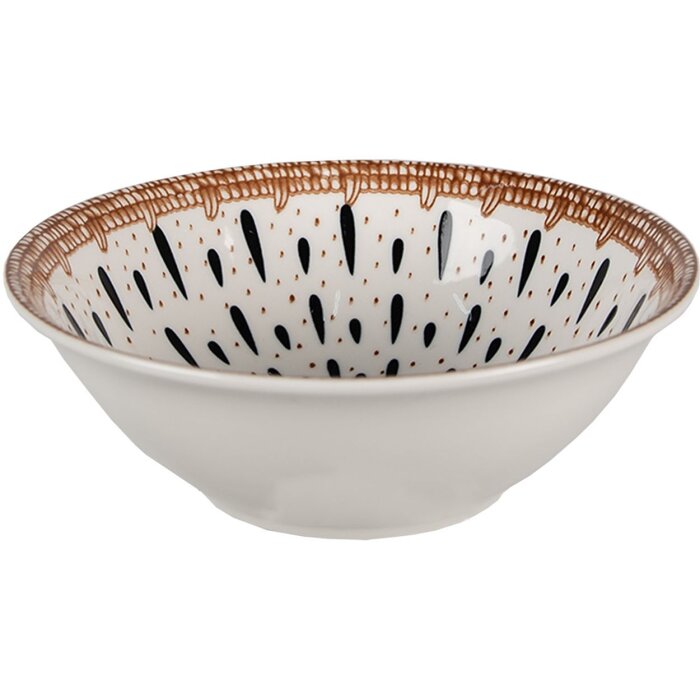 Clayre & Eef 6CEBO0062 Tazón Sopa Blanco Negro Ø 15x5 cm - 300 ml