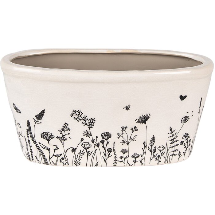 Clayre & Eef 6CEFAF0003M Macetero Interior Beige Negro 23x11x11 cm