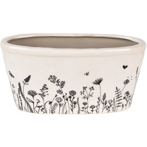 Clayre & Eef 6CEFAF0003M Macetero Interior Beige Negro 23x11x11 cm