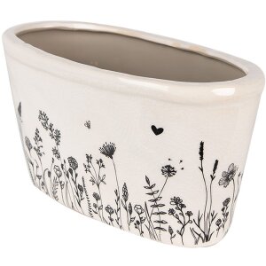 Clayre & Eef 6CEFAF0003M Macetero Interior Beige Negro 23x11x11 cm