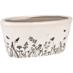 Clayre & Eef 6CEFAF0003M Macetero Interior Beige Negro 23x11x11 cm