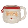 Clayre & Eef 6CEMU0133 Taza Blanco Rojo 15x11x9 cm - Taza de Navidad 450 ml
