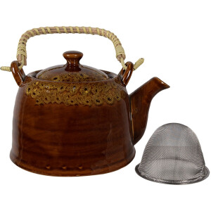 Clayre & Eef 6CETE0136 Tetera Marrón Ø 14x12 cm - 750 ml