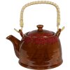 Clayre & Eef 6CETE0138 Tetera Marrón Ø 14x12 cm Asa de ratán 750 ml