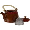 Clayre & Eef 6CETE0138 Tetera Marrón Ø 14x12 cm Asa de ratán 750 ml