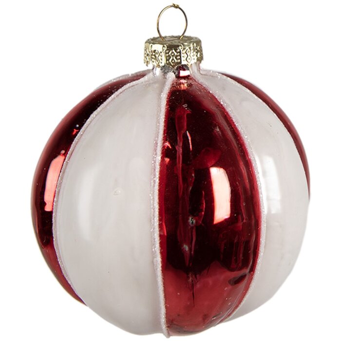 Clayre & Eef 6GL4336 Adorno de Navidad rojo blanco Ø 8x8 cm