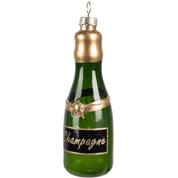 Clayre & Eef 6GL4342 Etiqueta de Navidad Verde Dorada Ø 4x12 cm