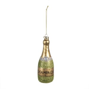 Clayre & Eef 6GL4345 Colgante de Navidad Verde Dorado Ø 5x14 cm