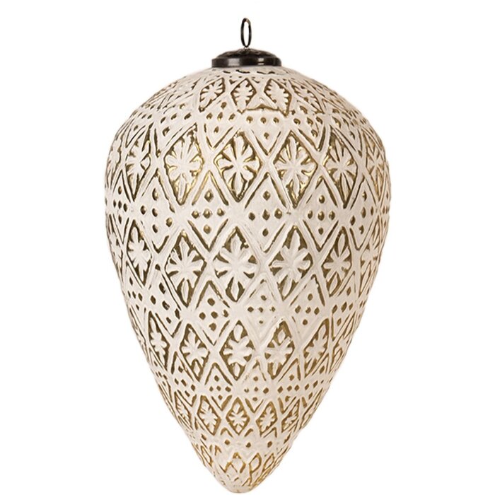Clayre & Eef 6GL4362L Adorno de Navidad blanco Ø 17x26 cm