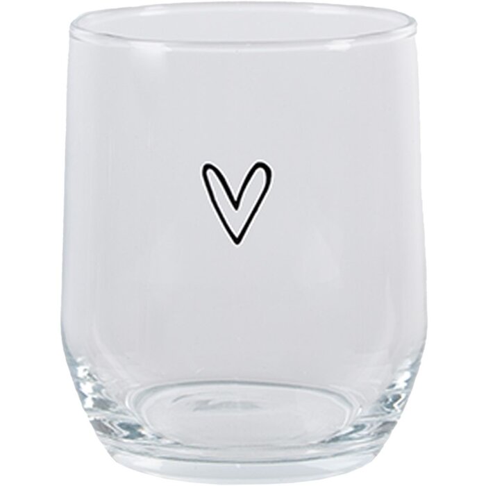Clayre & Eef 6GL4399 Vaso de agua transparente 300 ml motivo corazón