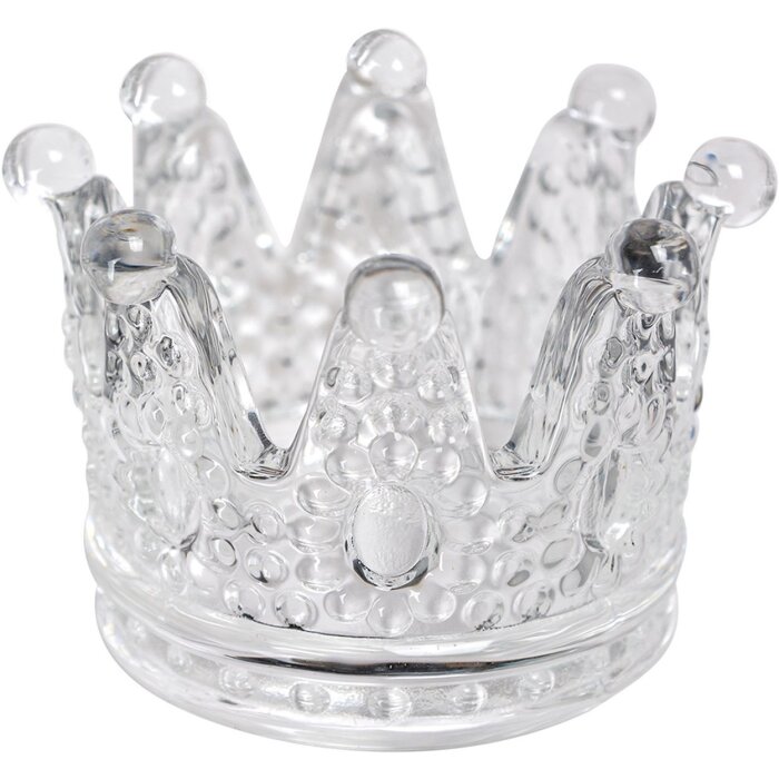 Clayre & Eef 6GL4430 Portavelas de Cristal Corona Transparente Ø 7x5 cm