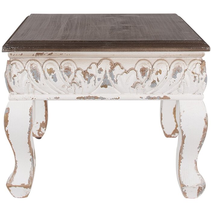 Clayre & Eef 6H2308 Mesa Auxiliar Blanco Marrón 40x40x33 cm