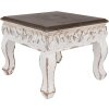 Clayre & Eef 6H2308 Mesa Auxiliar Blanco Marrón 40x40x33 cm