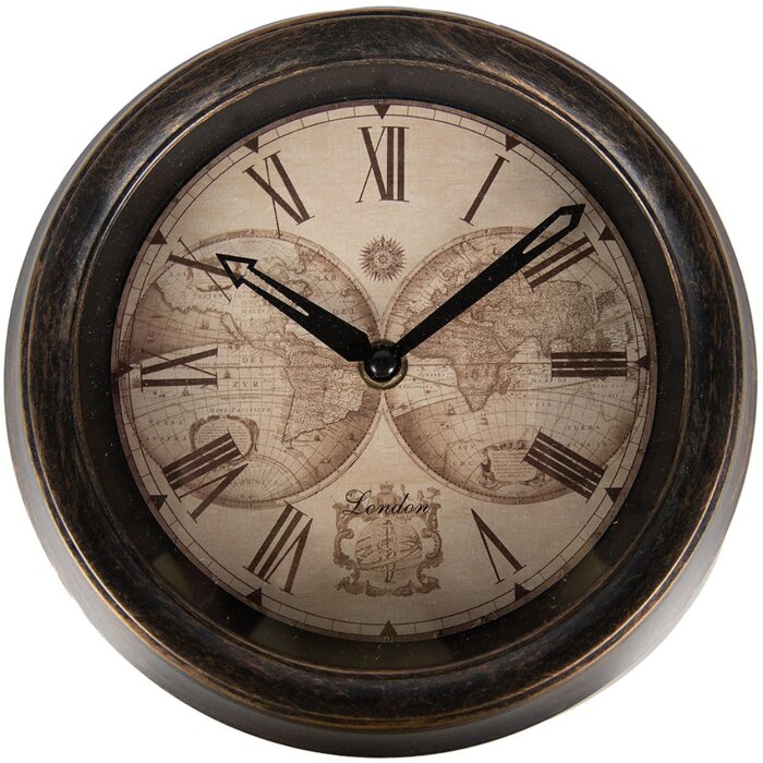 Clayre & Eef 6KL0801 Reloj de Pared Marrón Beige Ø 23x5 cm - 1xAA
